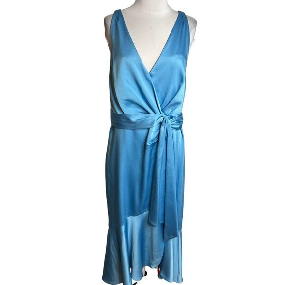 NWT Jonathan Simkhai intermix MIA fluid satin dress blue Sz 12 - Picture 3 of 8